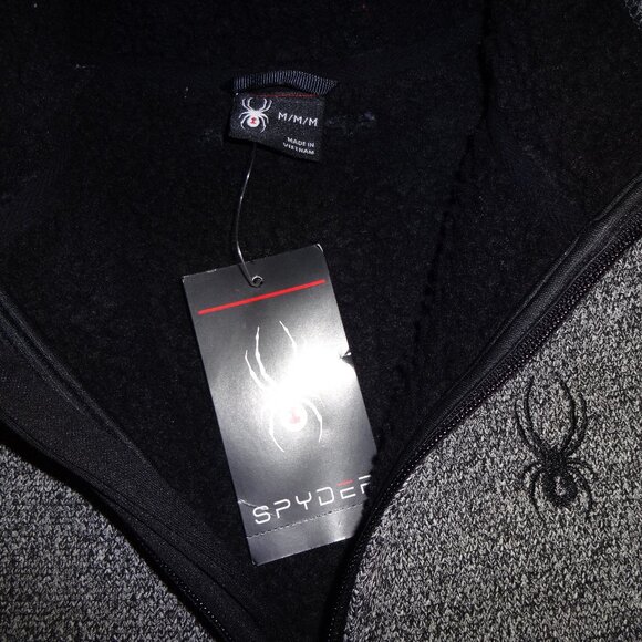 NWT Spyder Men's Core Sweater Heavy Weight Grey/Black Full Zip Jacket Size Med - Picture 4 of 8